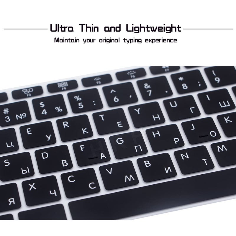HRH Russian Language Silicone Keyboard Cover Skin for MacBook Pro 13" A1708 A1988 No Touch Bar (2018 2017 2016)&M12 A1534 with Retina Display(2015)&A1931(2018) European Keyboard Protector-Black - Image 5